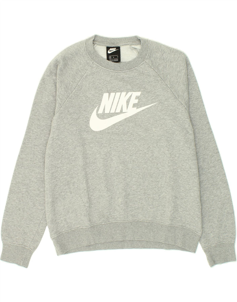 NIKE Womens Graphic Sweatshirt Jumper UK 14 Medium Grey Cotton Vintage Nike and Second-Hand Nike from Messina Hembry 