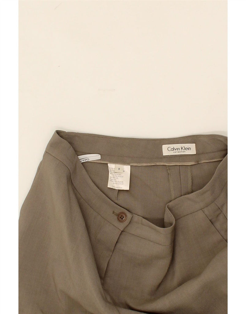 CALVIN KLEIN Womens Slim Casual Trousers US 6 Medium W30 L26 Khaki Wool Vintage Calvin Klein and Second-Hand Calvin Klein from Messina Hembry 