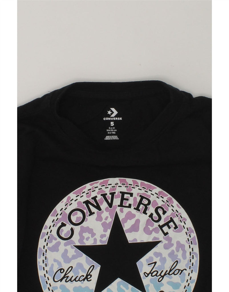 CONVERSE Girls Graphic Top Long Sleeve 4-5 Years Black Cotton | Vintage Converse | Thrift | Second-Hand Converse | Used Clothing | Messina Hembry 
