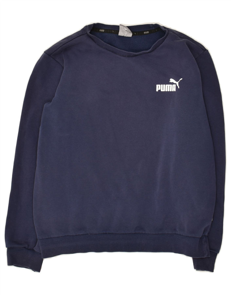 PUMA Mens Sweatshirt Jumper Small Navy Blue Cotton | Vintage Puma | Thrift | Second-Hand Puma | Used Clothing | Messina Hembry 