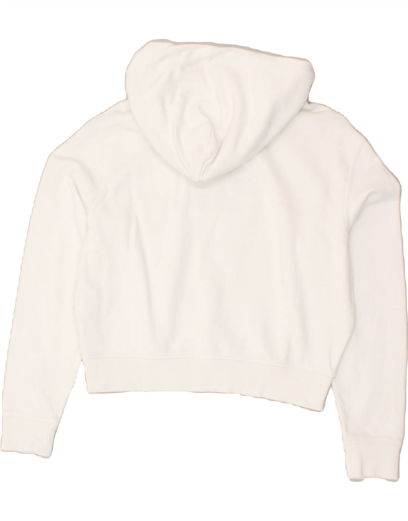 TOMMY HILFIGER Womens Crop Hoodie Jumper UK 6 XS White Cotton | Vintage Tommy Hilfiger | Thrift | Second-Hand Tommy Hilfiger | Used Clothing | Messina Hembry 