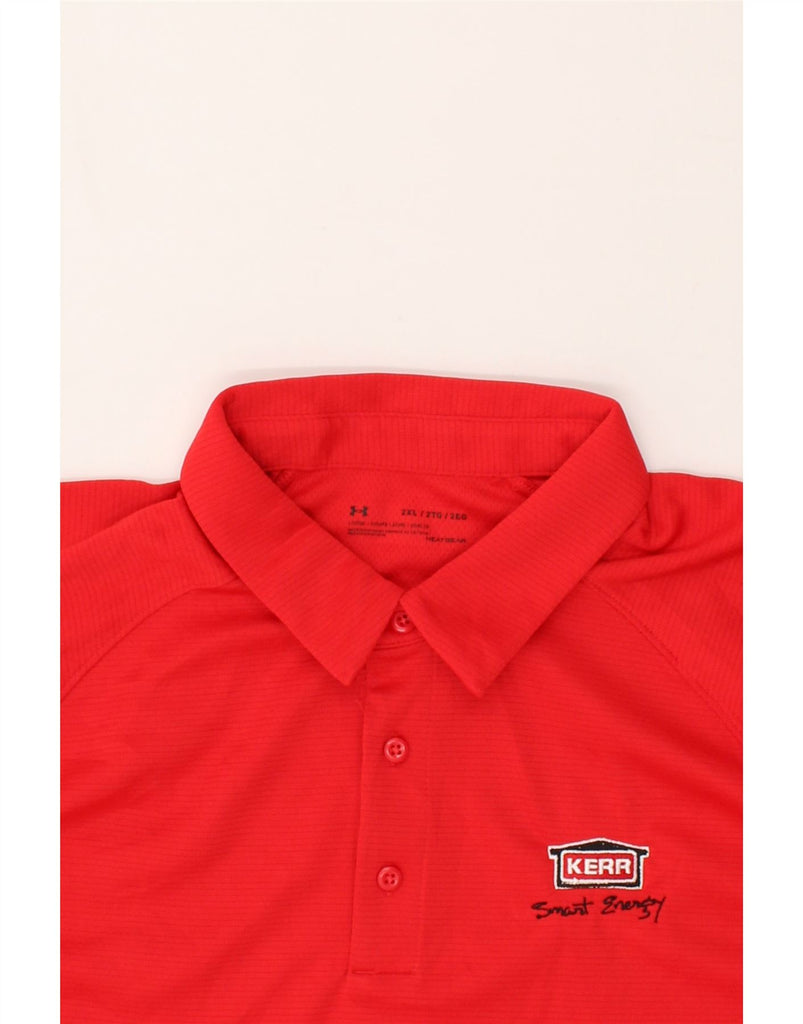 UNDER ARMOUR Mens Heat Gear Polo Shirt 2XL Red Polyester | Vintage Under Armour | Thrift | Second-Hand Under Armour | Used Clothing | Messina Hembry 