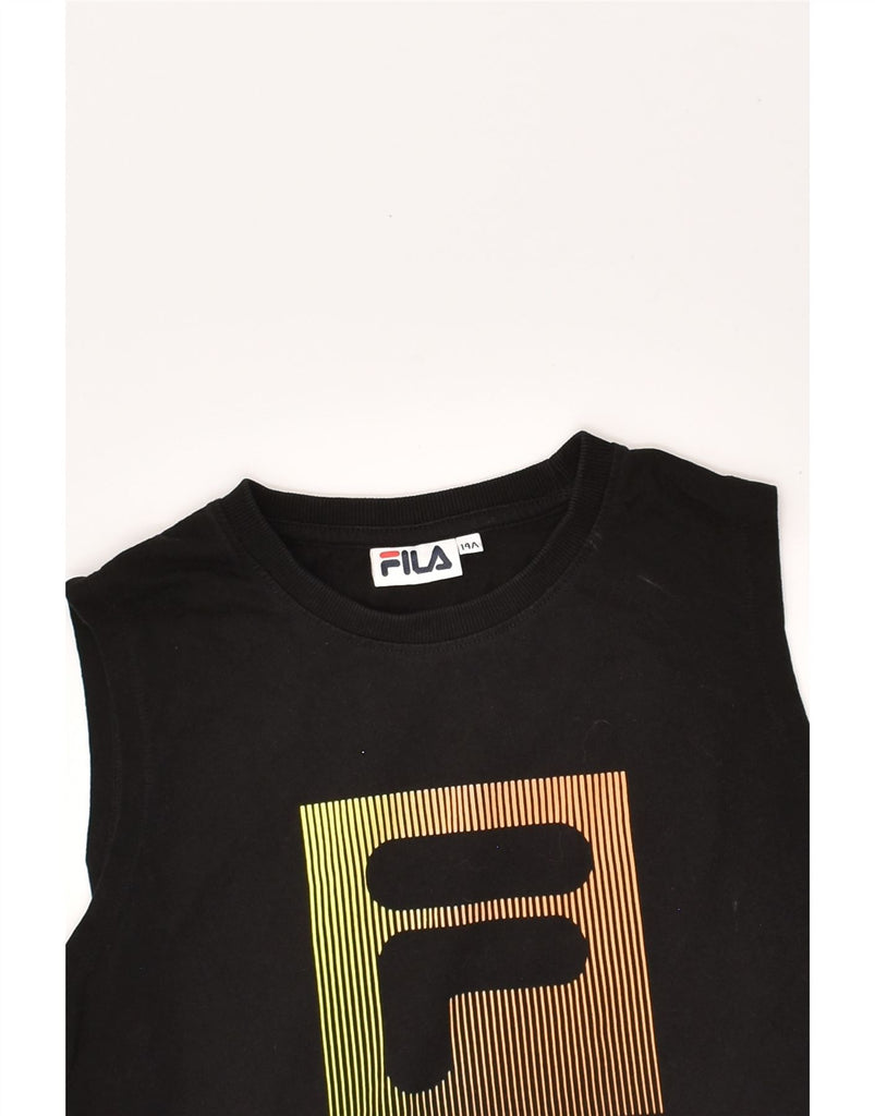 FILA Boys Graphic Vest Top 13-14 Years Black Cotton | Vintage Fila | Thrift | Second-Hand Fila | Used Clothing | Messina Hembry 