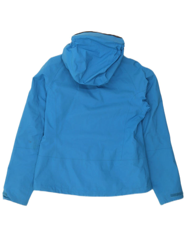 Jack Wolfskin Womens Hooded Rain Jacket UK 10 Small Blue Polyamide