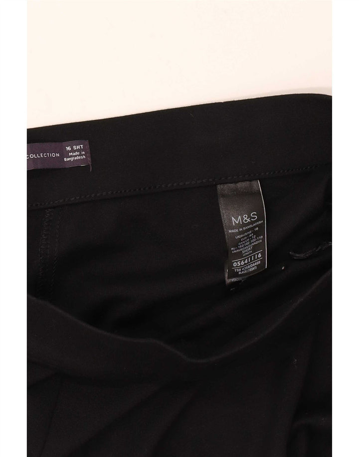 Marks & Spencer Womens Regular Trousers Size 16 W34 L28 Black Viscose