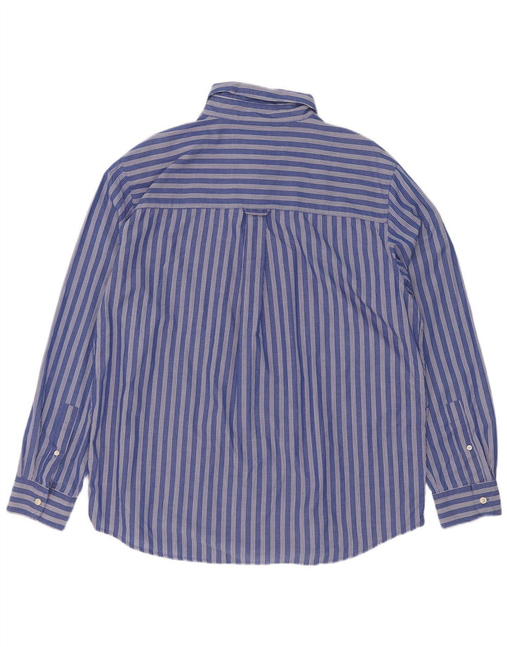 Chaps Mens Shirt Large Blue Striped Cotton