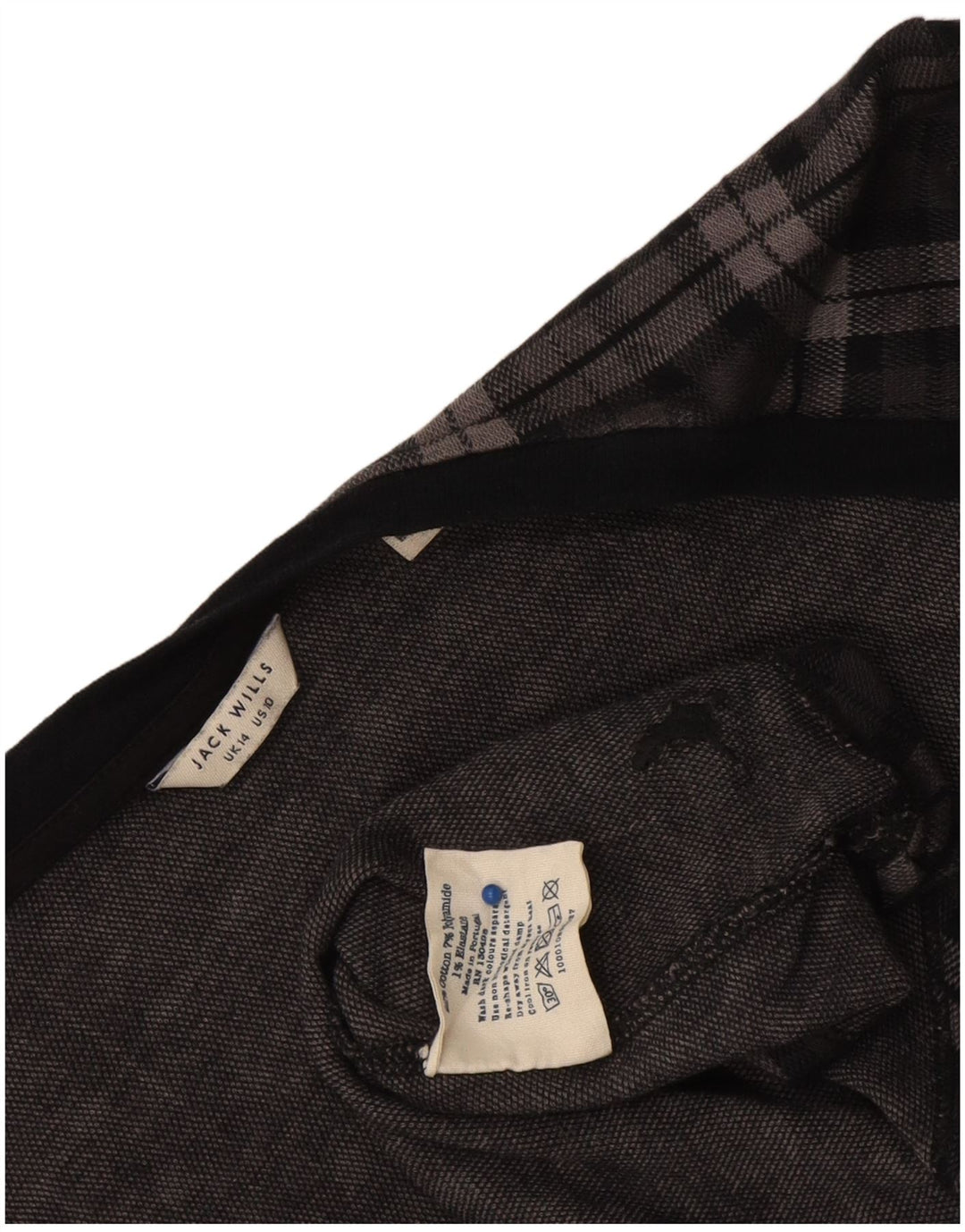Jack Wills Womens A-Line Dress UK 14 Large Grey Check Cotton