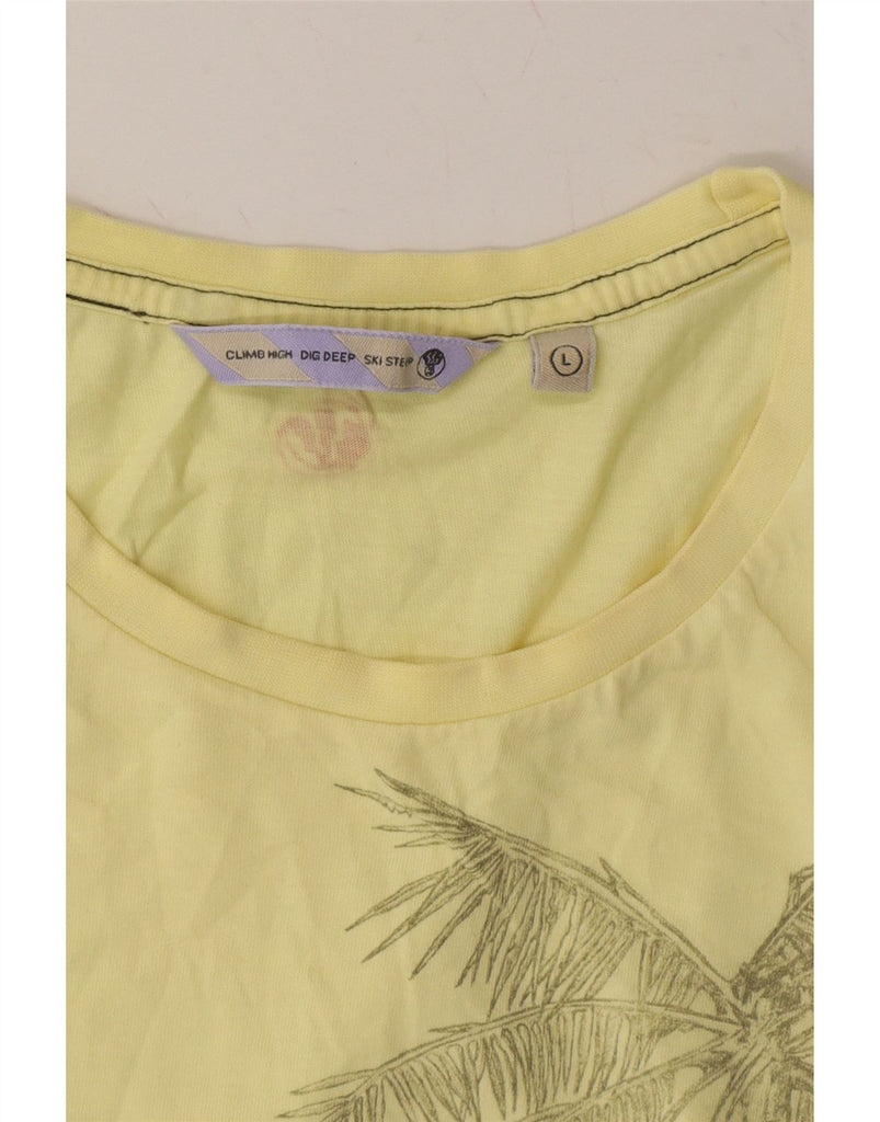 FAT FACE Womens Graphic T-Shirt Top UK 16 Large Yellow Cotton Vintage Fat Face and Second-Hand Fat Face from Messina Hembry 