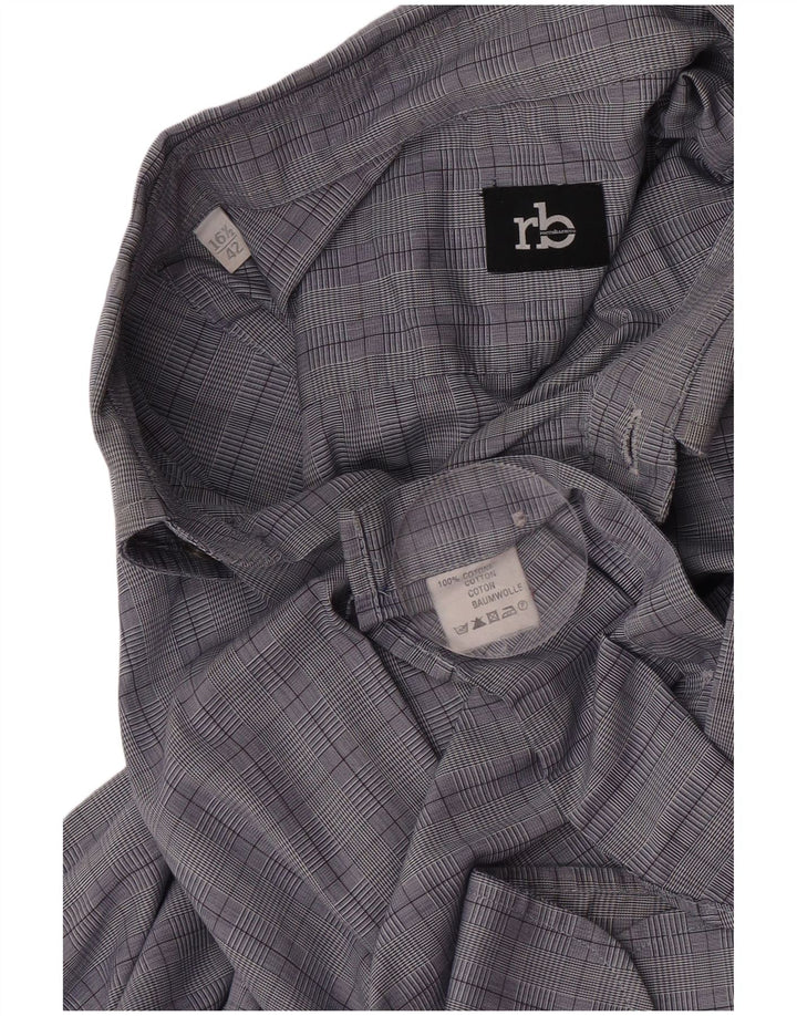 Roccobarocco Mens Shirt Size 42 16 1/2 Large Blue Check Cotton