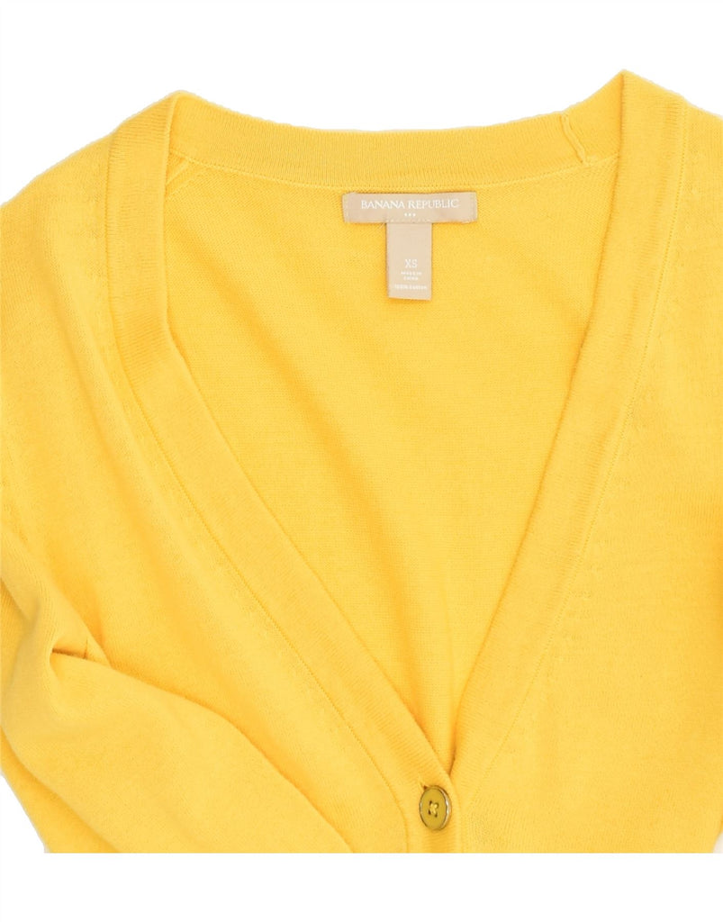 BANANA REPUBLIC Womens Cardigan Sweater UK 6 XS Yellow Cotton | Vintage Banana Republic | Thrift | Second-Hand Banana Republic | Used Clothing | Messina Hembry 