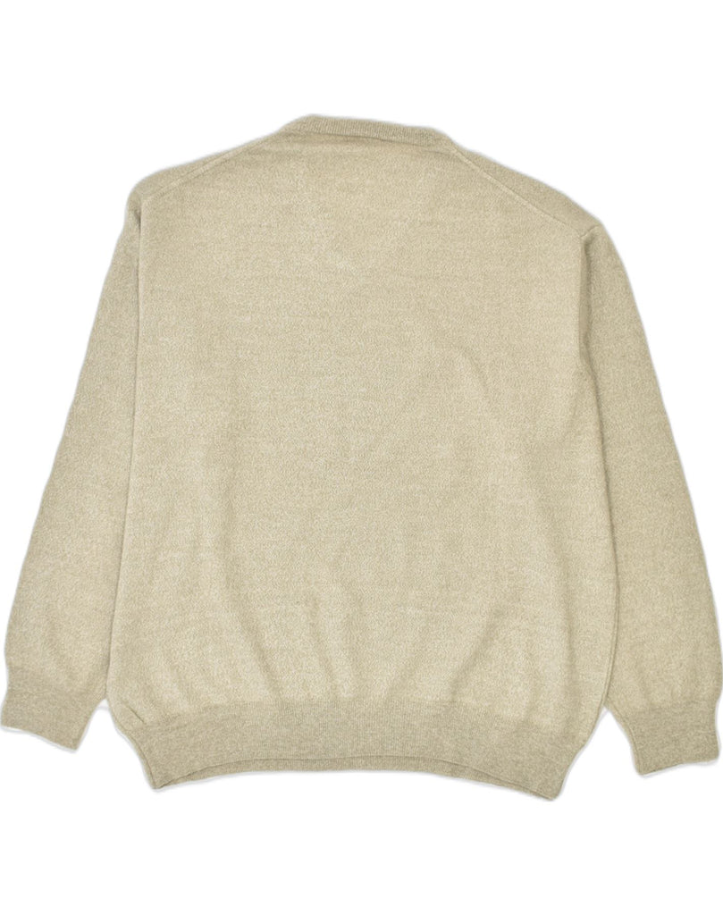 NAVIGARE Mens V-Neck Jumper Sweater 2XL Beige Wool | Vintage | Thrift | Second-Hand | Used Clothing | Messina Hembry 