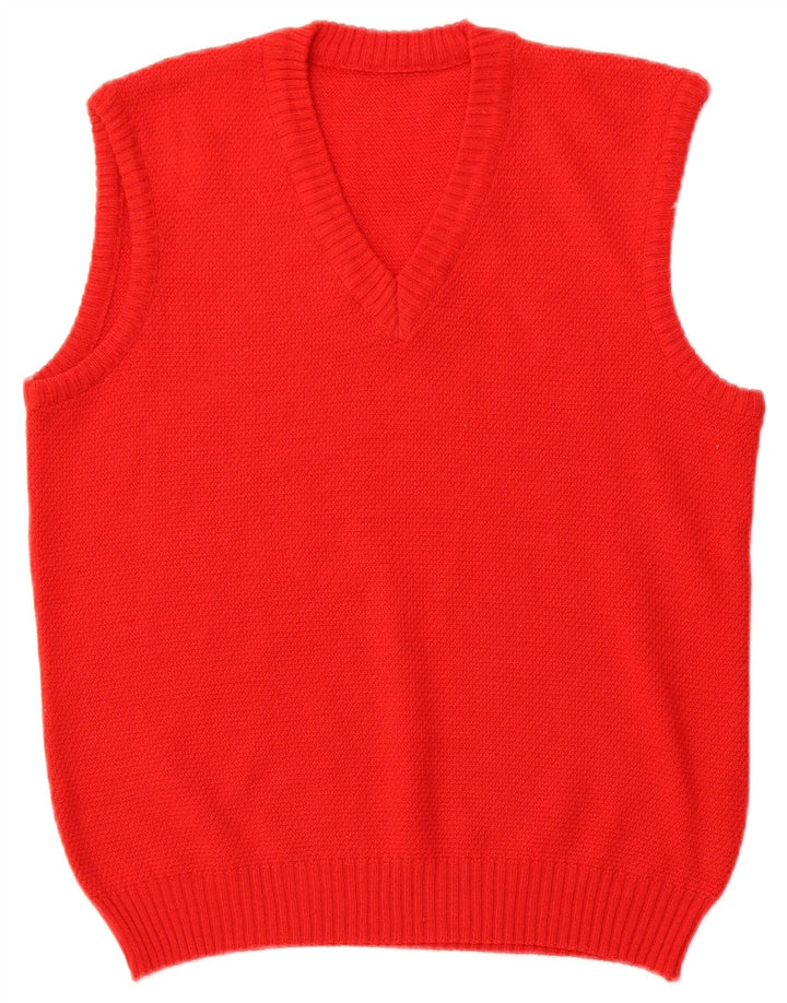 VINTAGE Womens Vest Tank Top UK 14 Medium Red Acrylic