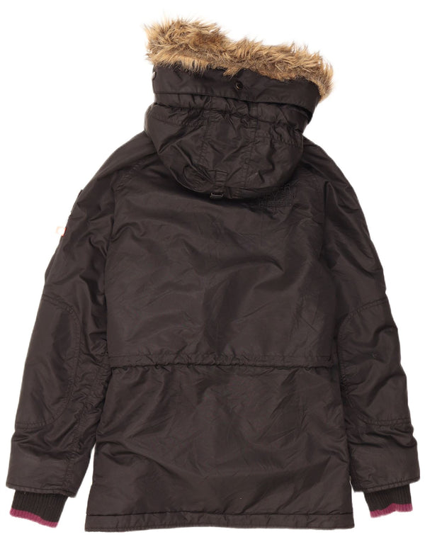 Superdry Mens Hooded Padded Jacket UK 38 Medium Black Nylon