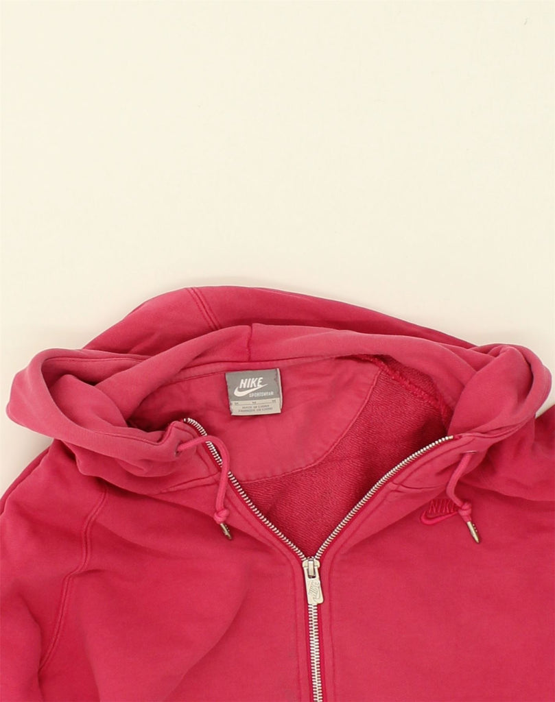 NIKE Womens Hoodie Jumper UK 12 Medium Pink Cotton | Vintage Nike | Thrift | Second-Hand Nike | Used Clothing | Messina Hembry 