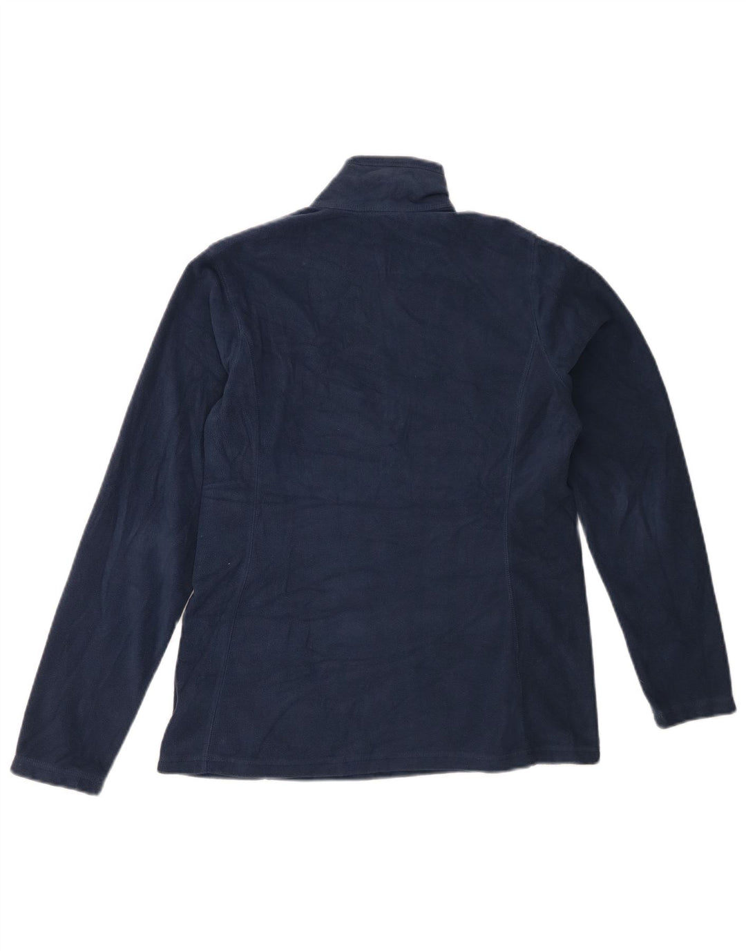 EDDIE BAUER Womens Zip Neck Fleece Jumper UK 14 Medium Navy Blue Polyester