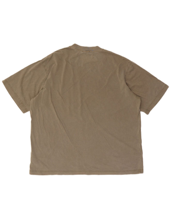 Lacoste Mens Unisex Loose Fit T-Shirt Top Size 6 XL Khaki Cotton