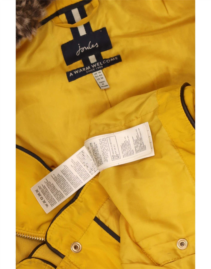 Joules Womens Hooded Padded Jacket UK 14 Medium Yellow Polyester