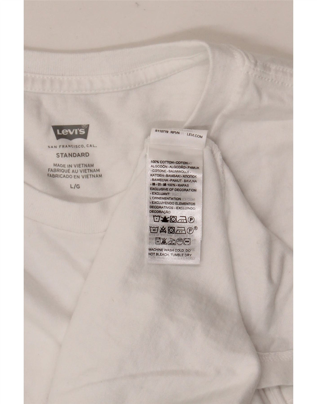 Levi's Mens Standard T-Shirt Top Large White Cotton