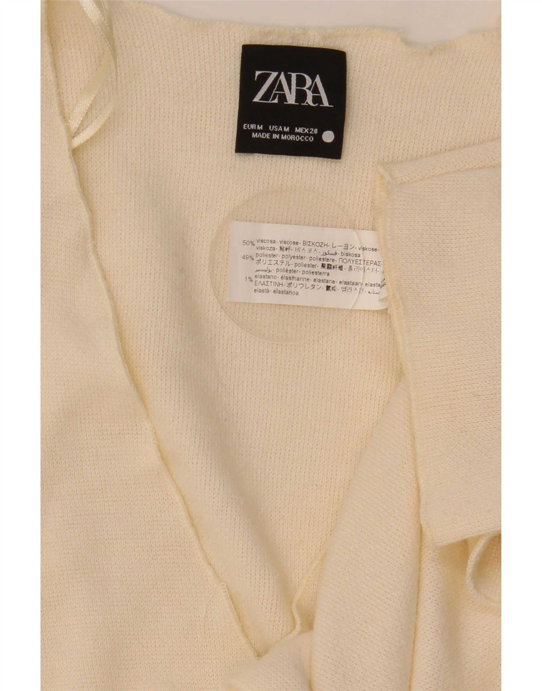 Zara Womens Cardigan Top UK 14 Medium Off White Viscose