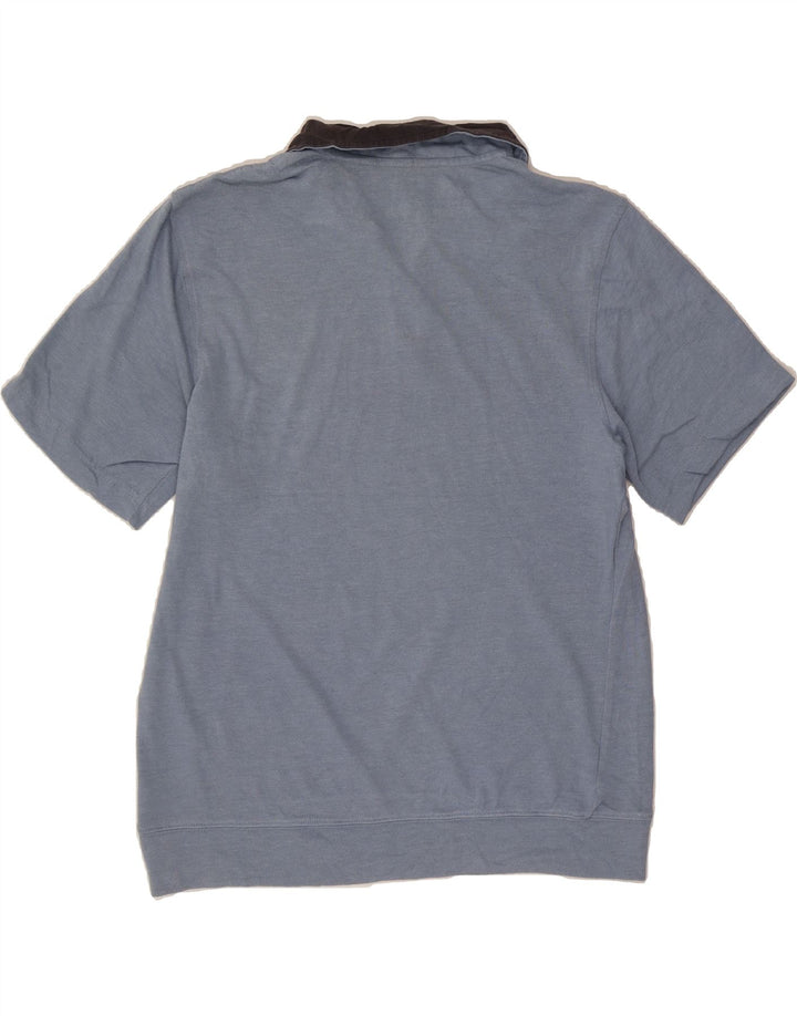 IZOD Mens Short Sleeve Zip Neck Sweatshirt Jumper Medium Blue Cotton Vintage Izod and Second-Hand Izod from Messina Hembry 