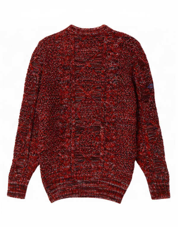 Superdry Mens Boat Neck Jumper Sweater Medium Red Flecked Acrylic