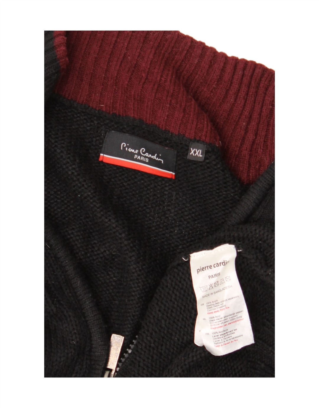 PIERRE CARDIN Womens Zip Neck Jumper Sweater UK 20 2XL Black Acrylic