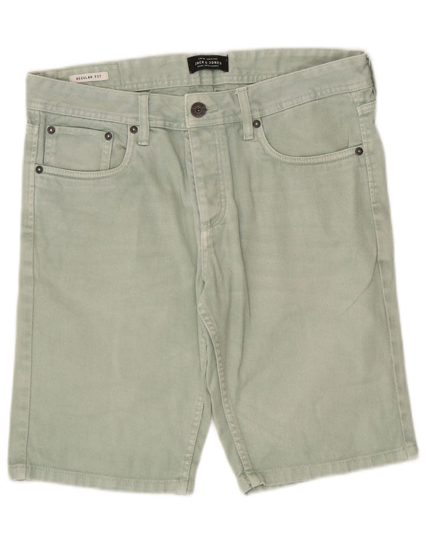 Jack & Jones Mens Regular Fit Denim Shorts Medium W32 Green Cotton
