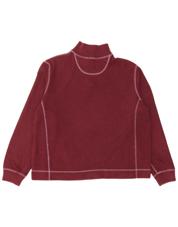 Eddie Bauer Womens Zip Neck Sweatshirt Jumper UK 18 XL Burgundy Cotton