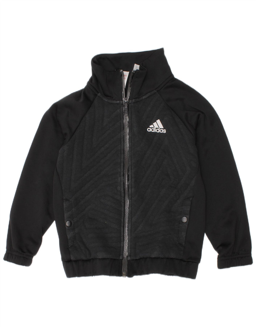 Adidas Boys Graphic Tracksuit Top Jacket 5-6 Years Black Geometric