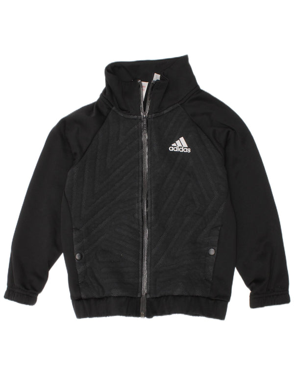 Adidas Boys Graphic Tracksuit Top Jacket 5-6 Years Black Geometric