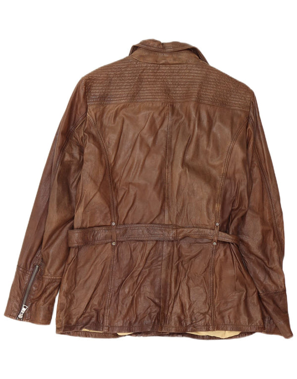 David Moore Womens Leather Biker Jacket UK 16 Large Brown
