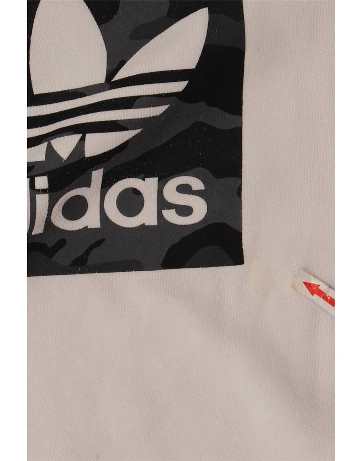 Adidas Boys Graphic Sweatshirt Jumper 13-14 Years White Cotton