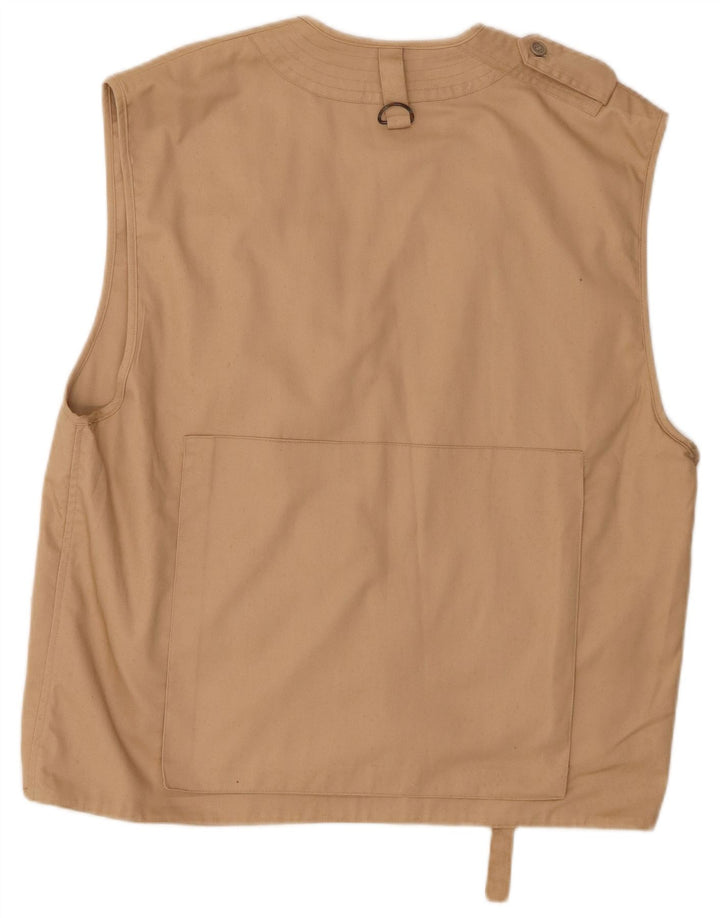 Vintage Mens Military Utility Gilet UK 40 Large Beige Polyester