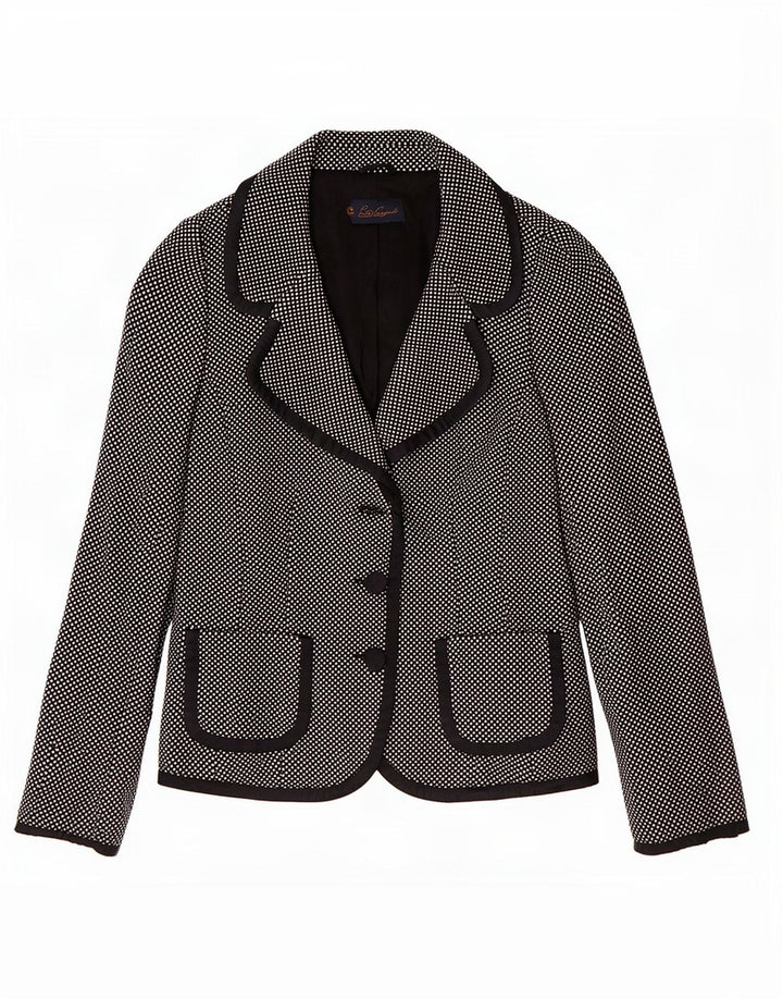Luisa Spagnoli Womens 3 Button Blazer Jacket UK 10 Small Black Flecked Wool