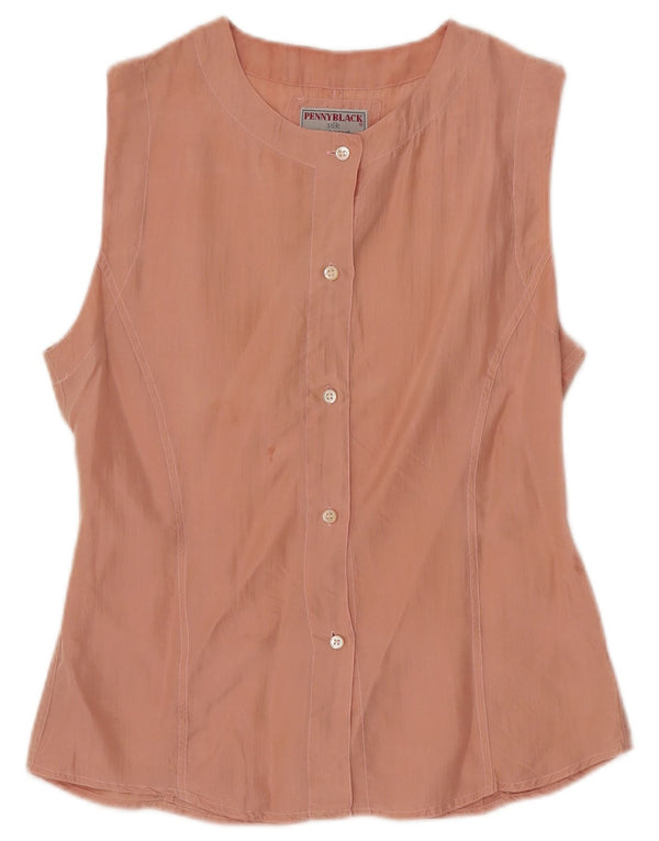 Penny Black Womens Sleeveless Shirt Blouse UK 12 Medium Pink Silk