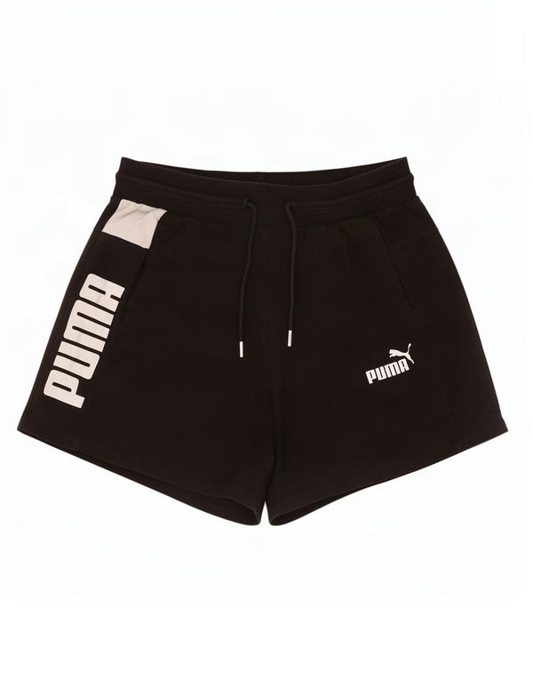 Puma Womens Graphic Sport Shorts UK 12 Medium Black Colourblock Cotton