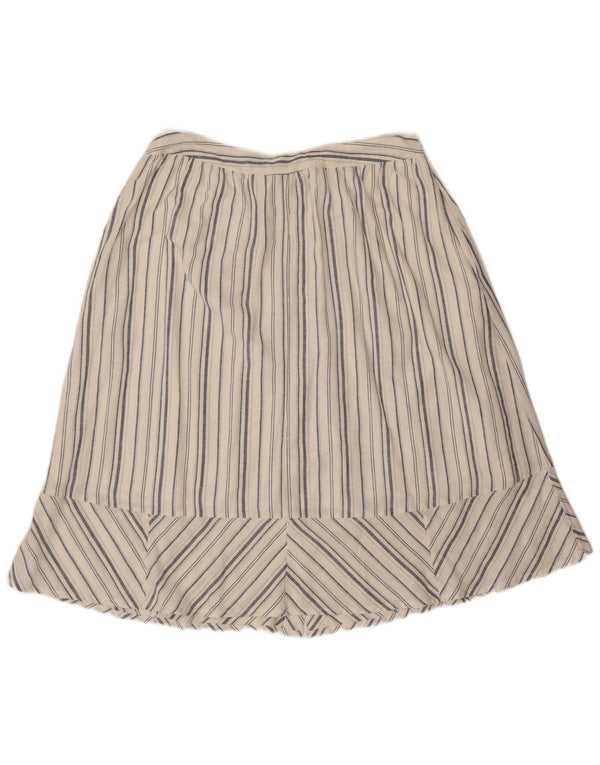 Fat Face Womens A-Line Skirt UK 14 Large W32 White Striped Viscose