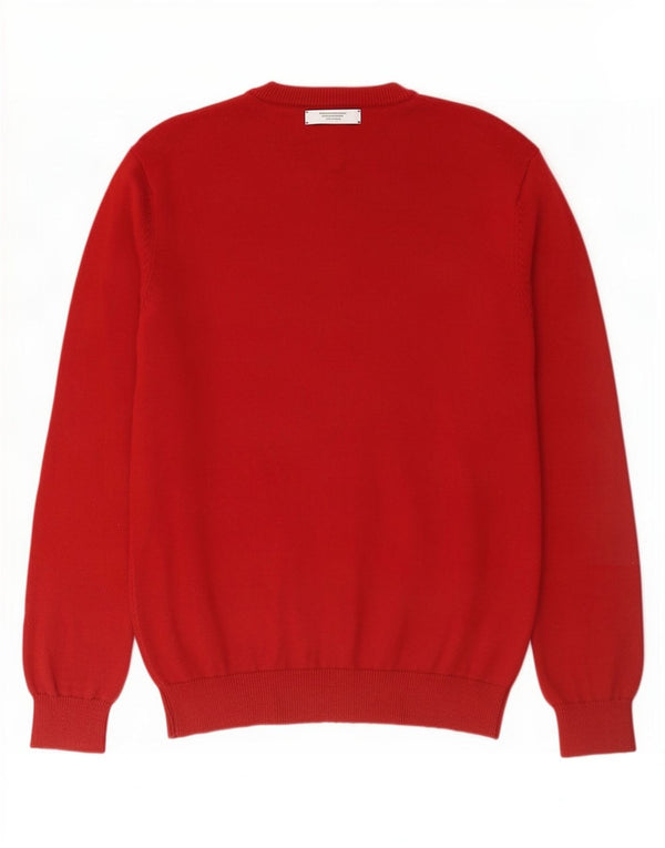 J. Crew Mens V-Neck Jumper Sweater Medium Red Cotton