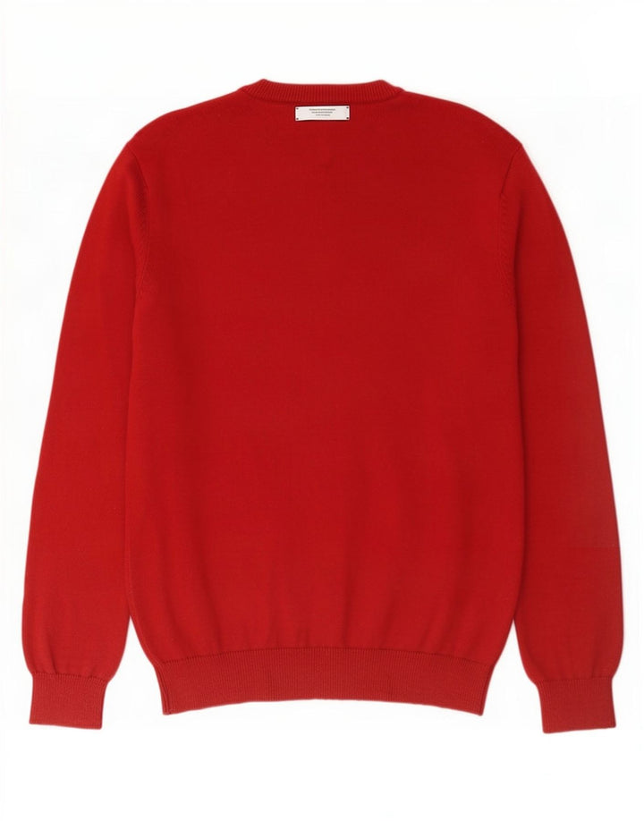 J. Crew Mens V-Neck Jumper Sweater Medium Red Cotton