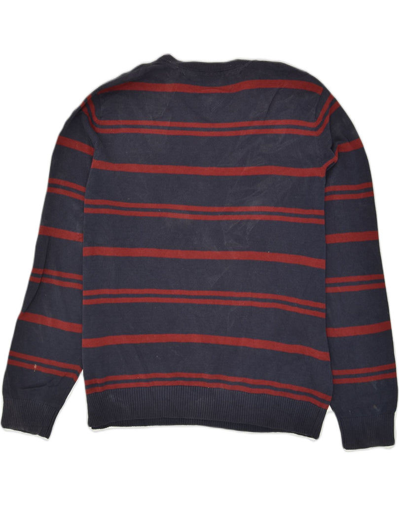 TOMMY HILFIGER Mens V-Neck Jumper Sweater Medium Black Striped Cotton | Vintage Tommy Hilfiger | Thrift | Second-Hand Tommy Hilfiger | Used Clothing | Messina Hembry 