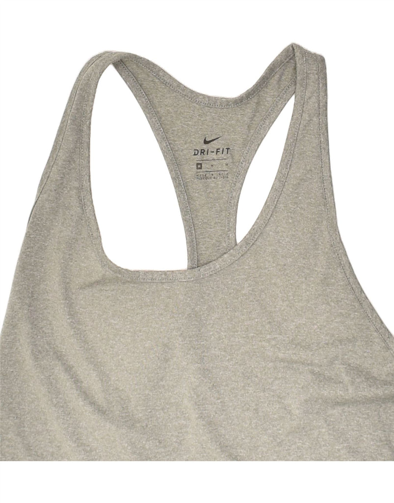 NIKE Womens Dri Fit Vest Top UK 12 Medium Grey Polyester | Vintage Nike | Thrift | Second-Hand Nike | Used Clothing | Messina Hembry 