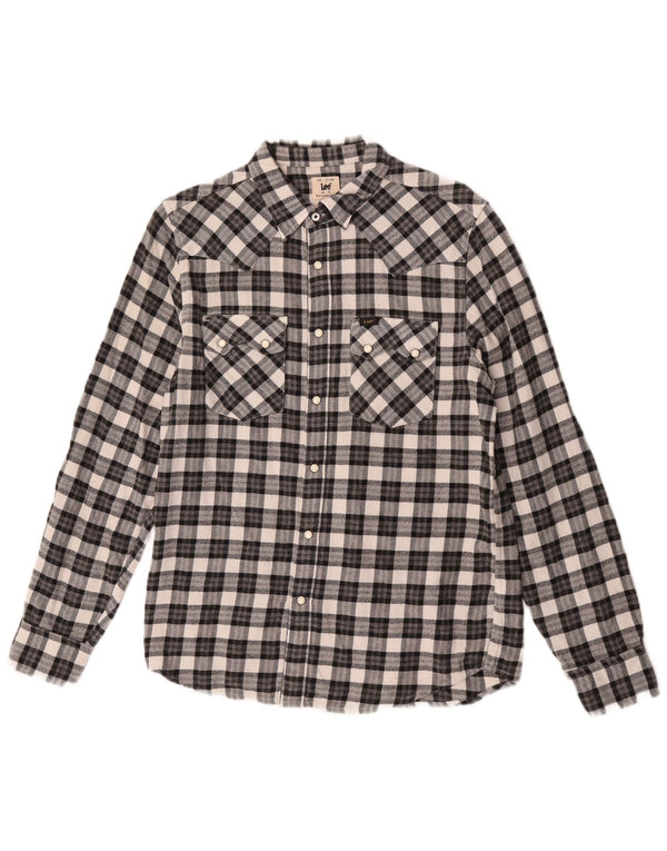 Lee Mens Regular Fit Flannel Shirt Small Black Check Cotton