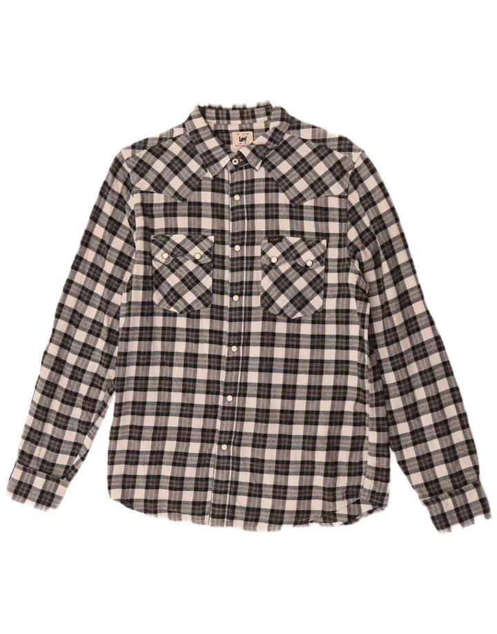 Lee Mens Regular Fit Flannel Shirt Small Black Check Cotton