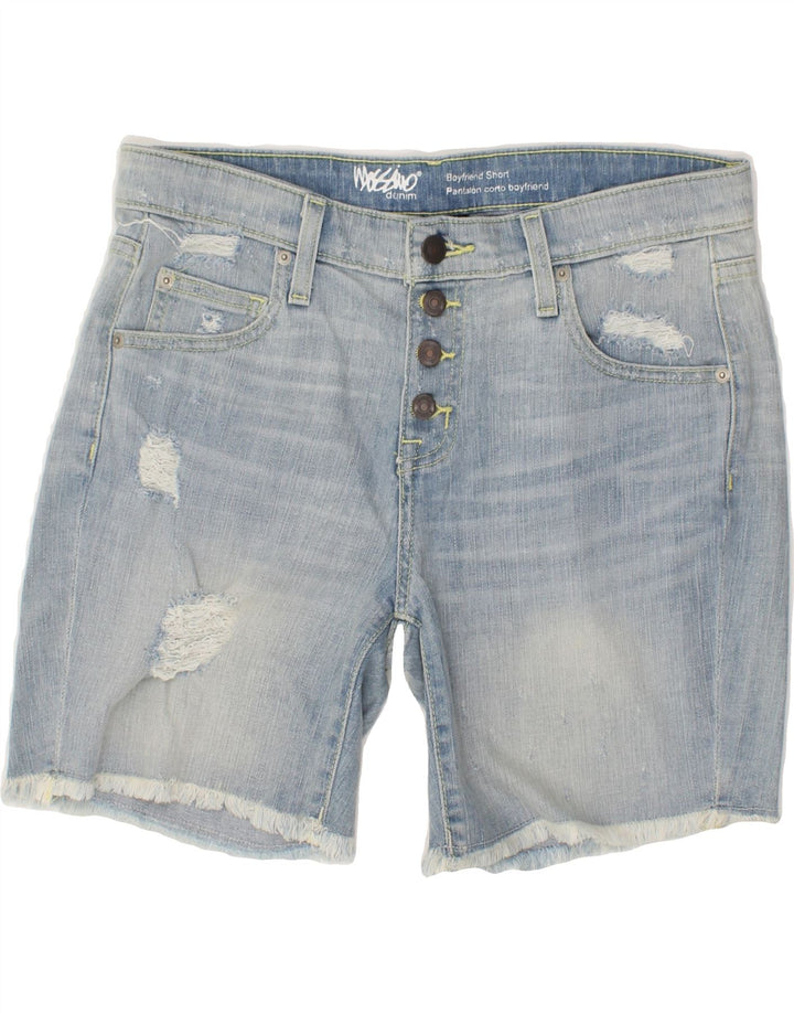MOSSIMO Womens Boyfriend Distressed Denim Shorts W28 Medium Blue Cotton Vintage Mossimo and Second-Hand Mossimo from Messina Hembry 
