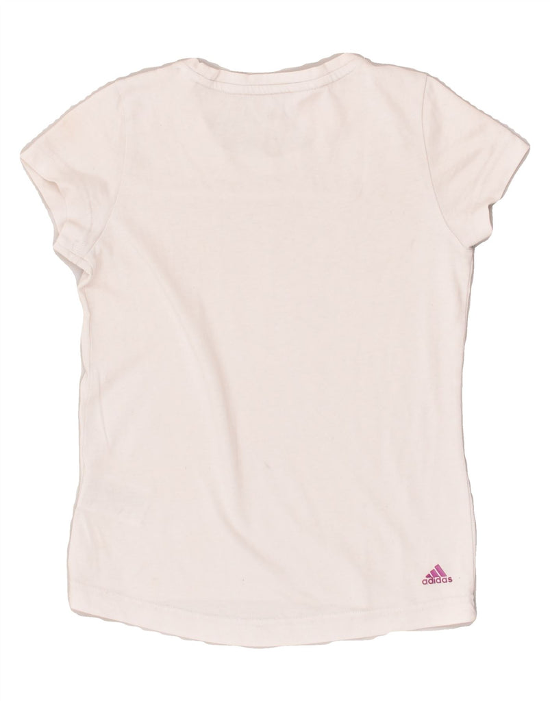 ADIDAS Girls Graphic T-Shirt Top 9-10 Years Off White Cotton | Vintage Adidas | Thrift | Second-Hand Adidas | Used Clothing | Messina Hembry 