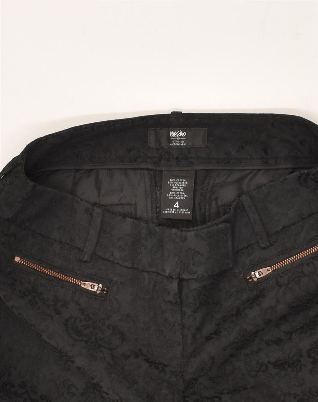 MOSSIMO Womens Slim Casual Trousers US 4 Small W30 L27  Black Floral | Vintage Mossimo | Thrift | Second-Hand Mossimo | Used Clothing | Messina Hembry 