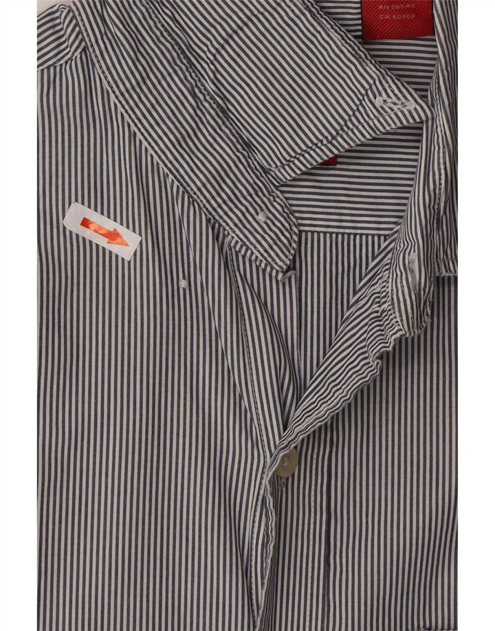 Izod Mens Shirt Small Blue Pinstripe Cotton