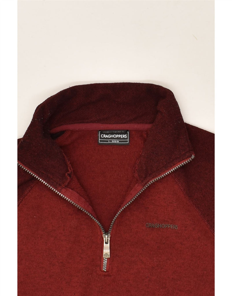 CRAGHOPPERS Mens Zip Neck Jumper Sweater Large Maroon Colourblock | Vintage CRAGHOPPERS | Thrift | Second-Hand CRAGHOPPERS | Used Clothing | Messina Hembry 