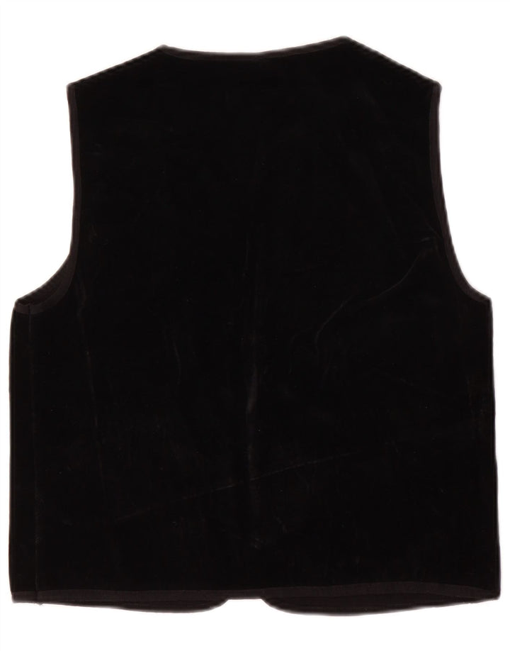 LIOLA Womens OPEN Waistcoat IT 42 Medium Black Paisley Cupro