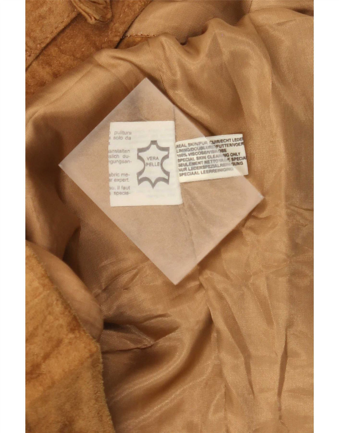 Vintage Mens Suede Jacket IT 50 Large Beige Leather